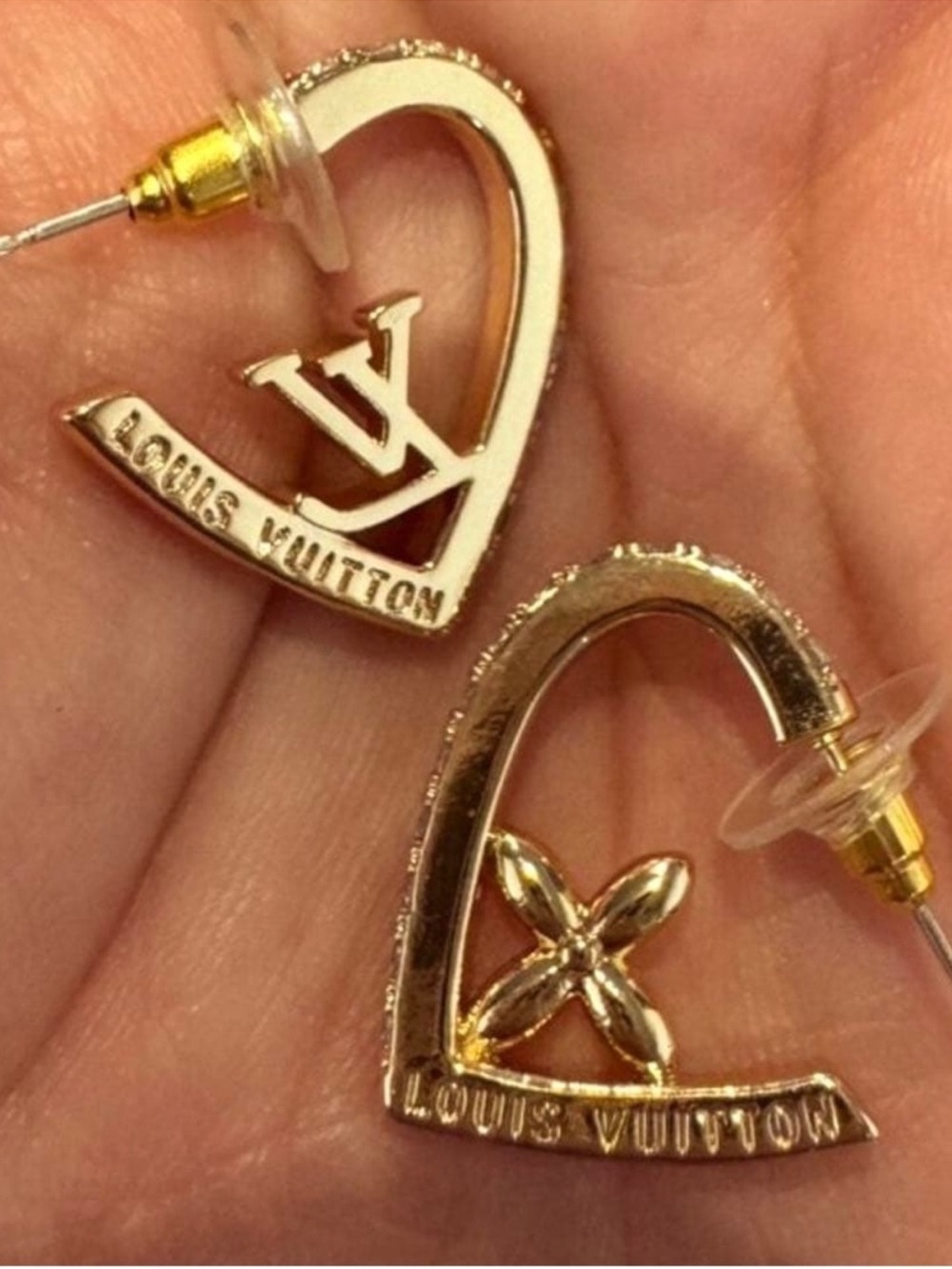 Louis Vuitton 18K Gold Plated Crystal-Trim Earrings - Picture 2 of 10